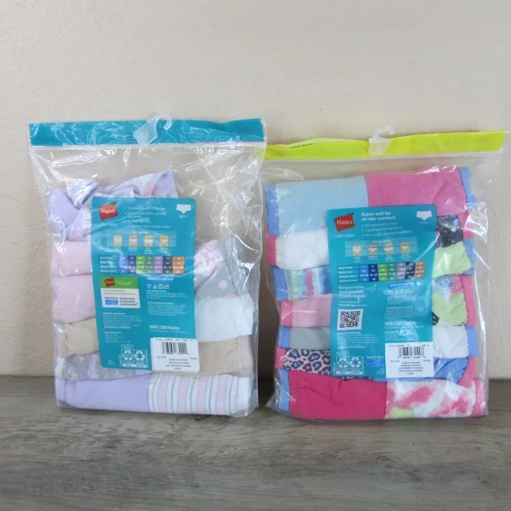 2 PKS Hanes Ultimate Girl's Size 8 Tagless Brief Underwear Panty 24 Pairs